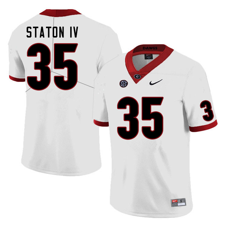 Georgia Bulldogs #35 John Staton IV College Football Jerseys Sale-White
